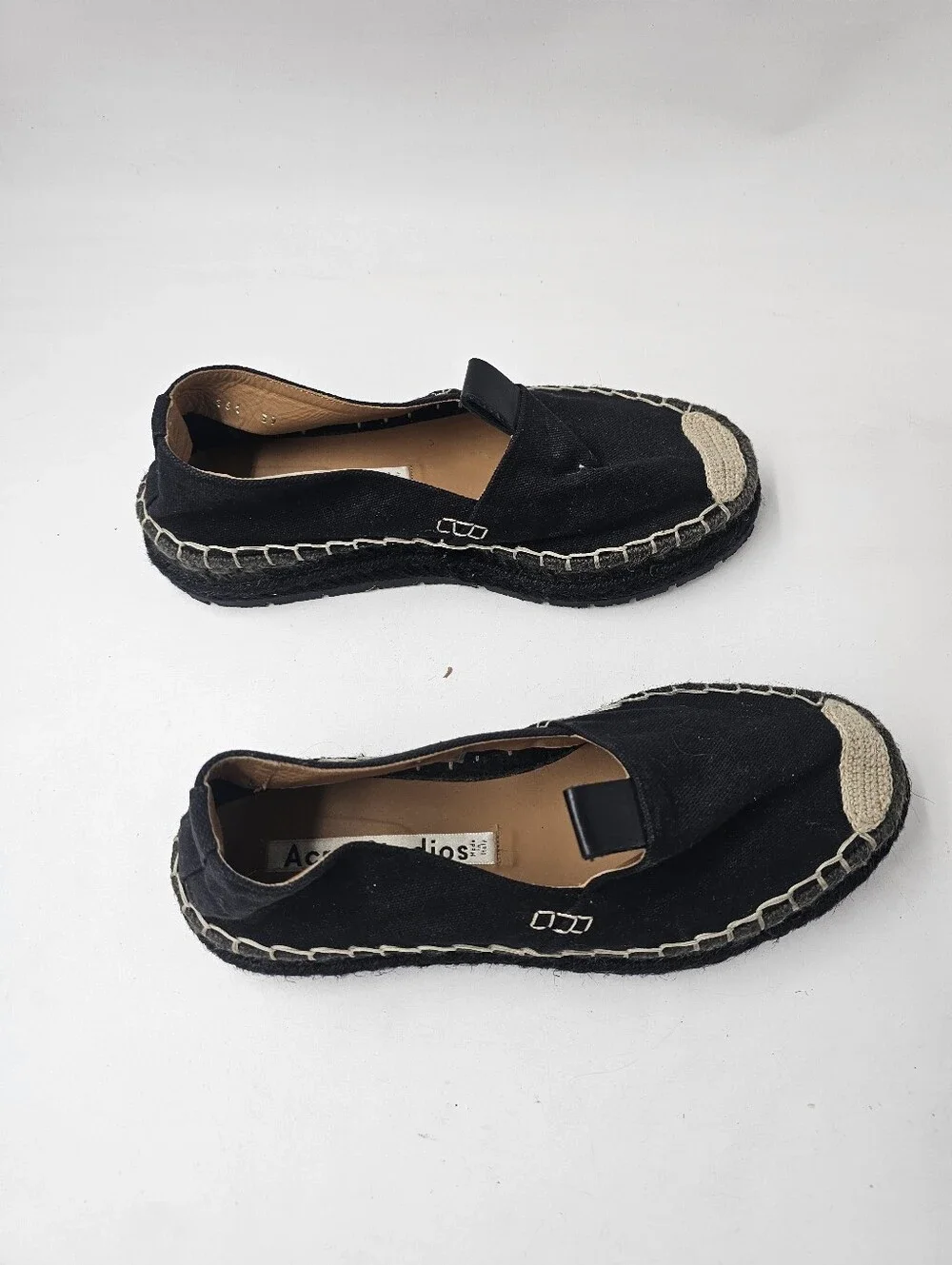 Acne Studios Bibiana Black Canvas Espadrilles Women's EU 39 Slip On Shoes-